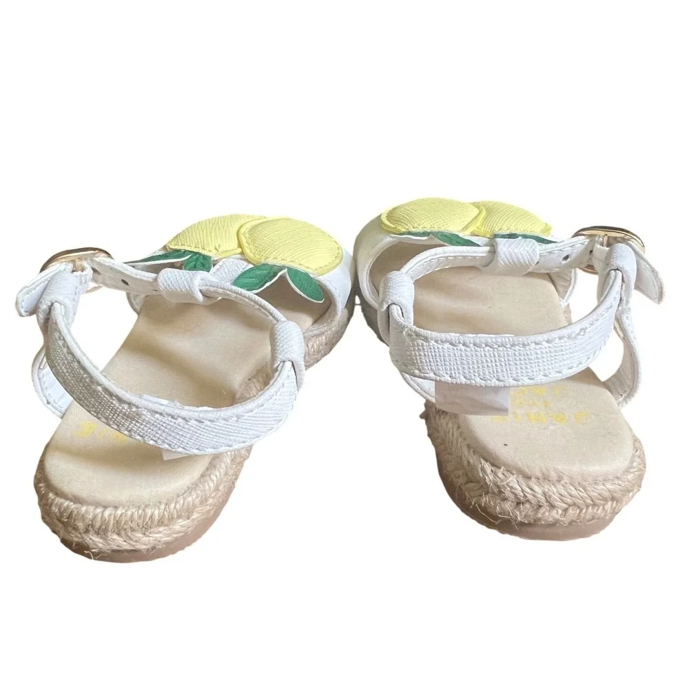 Janie and Jack Lemon Espadrille Sandals Toddler Girls 4 Yellow Lemon Applique